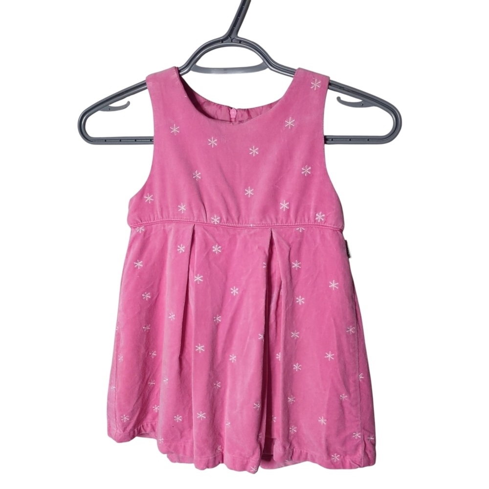 OshKosh Pink‎ Velour Embroidered Stars Sleeveless Dress Size 4